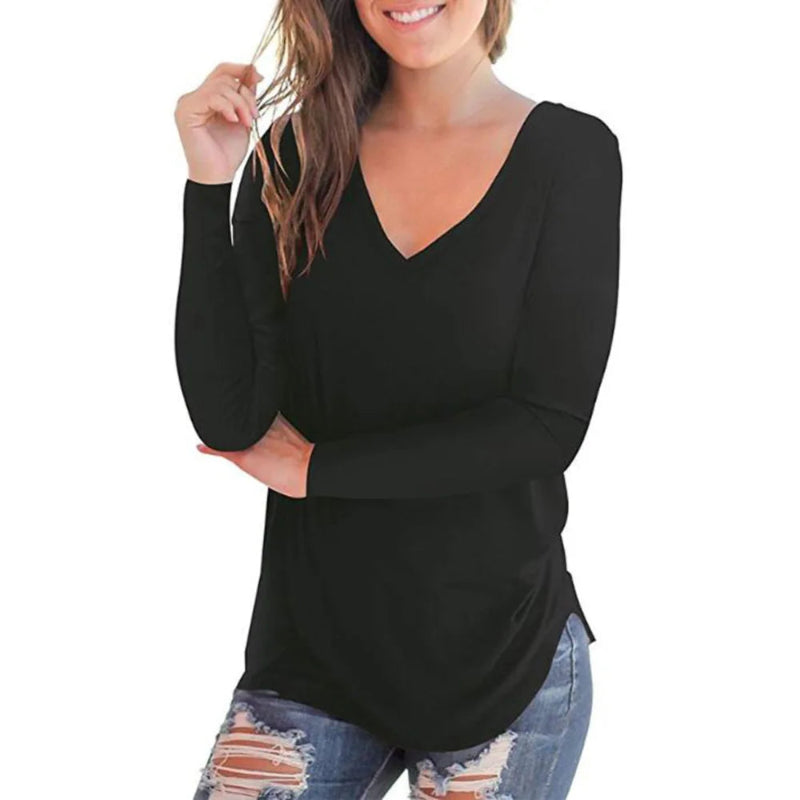 Women Top Long Sleeve V-neck - 10