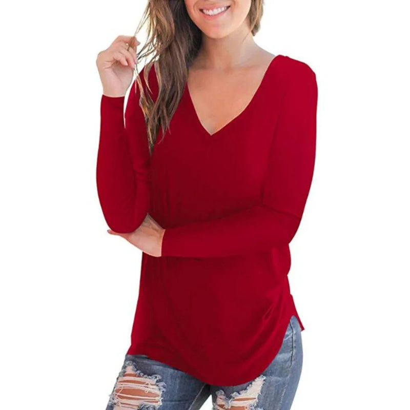 Women Top Long Sleeve V-neck - 12