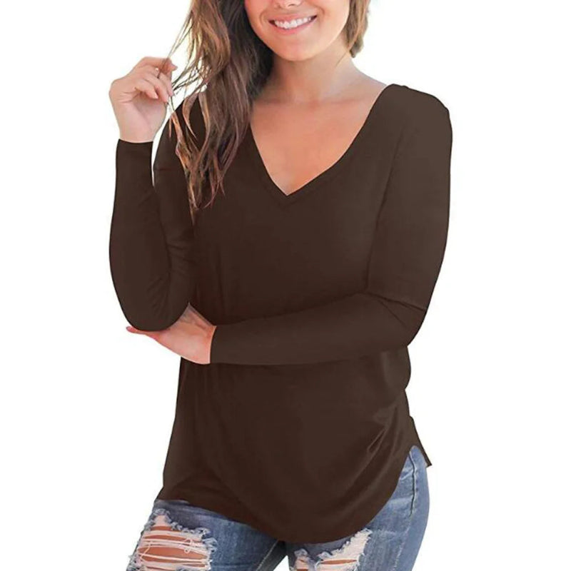 Women Top Long Sleeve V-neck - 15