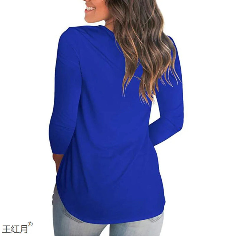 Women Top Long Sleeve V-neck - 5
