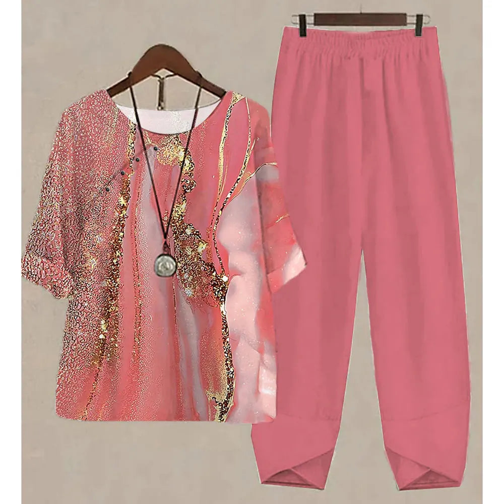 Women's Stripe Print Two Piece Set | Casual Summer Pants Outfit
