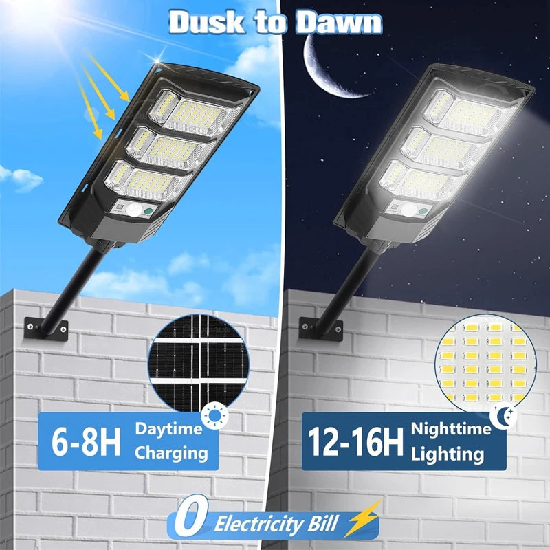 30000LM Super Bright Outdoor Solar Lamp with Motion Sensor and Waterproof LED Light for Garden, Street, and Yard - 0 electricity bill