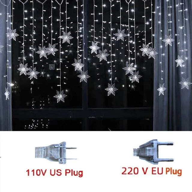 Christmas Light LED Snowflake Curtain-55.  white