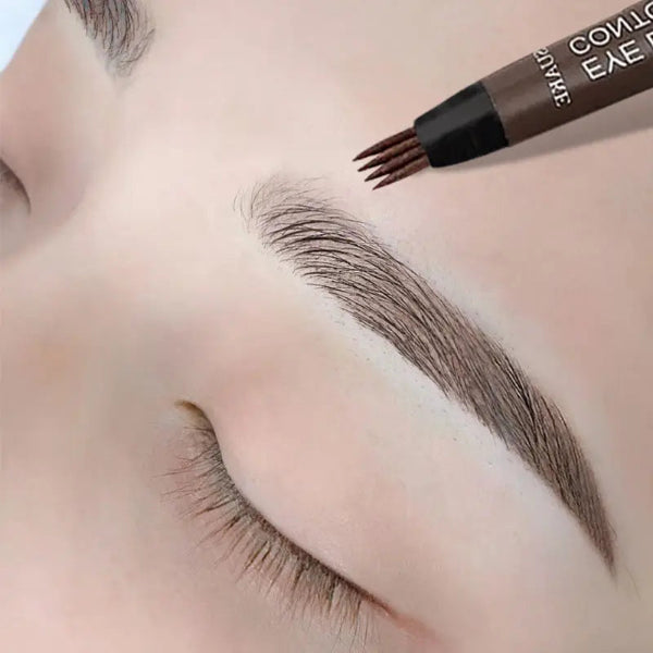 Waterproof 4-point eyebrow pencil for women with microblade effect, long-lasting liquid brow pen for natural makeup look - 01