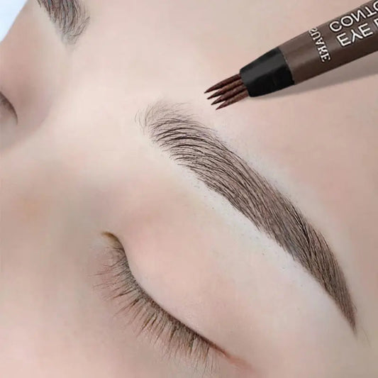 Waterproof 4-point eyebrow pencil for women with microblade effect, long-lasting liquid brow pen for natural makeup look - 01