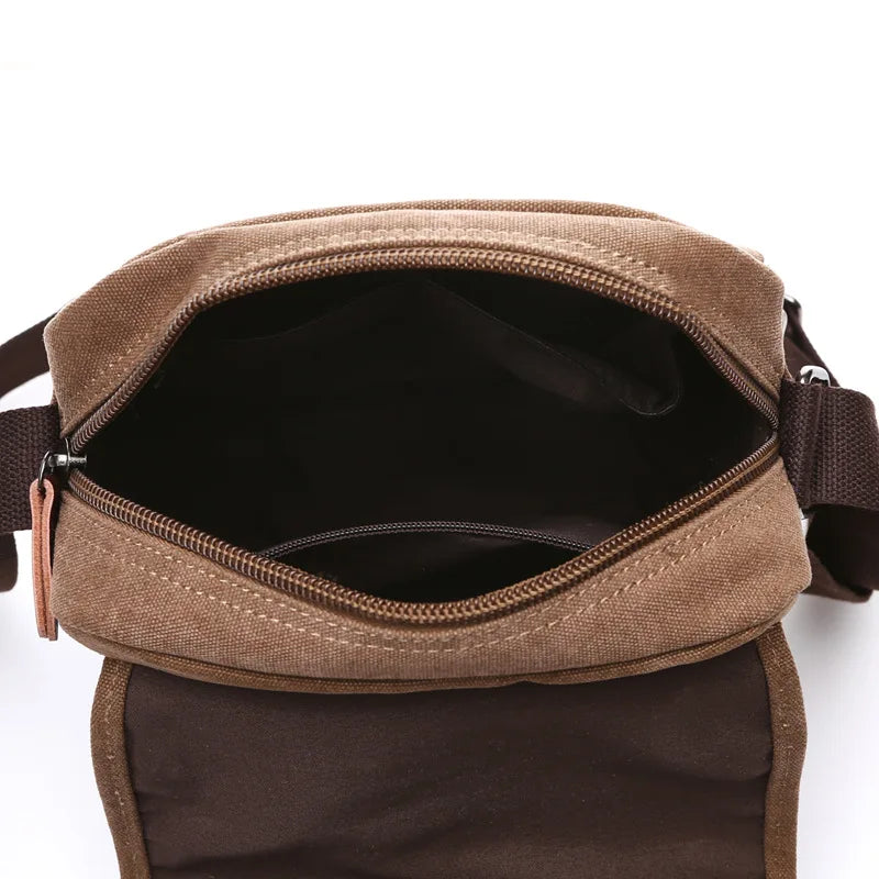 Brown waist bag with open front pocket on a white background