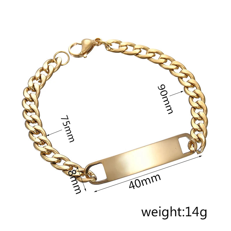  Engrave Name Custom Men Bracelets Gold Silver - 5
