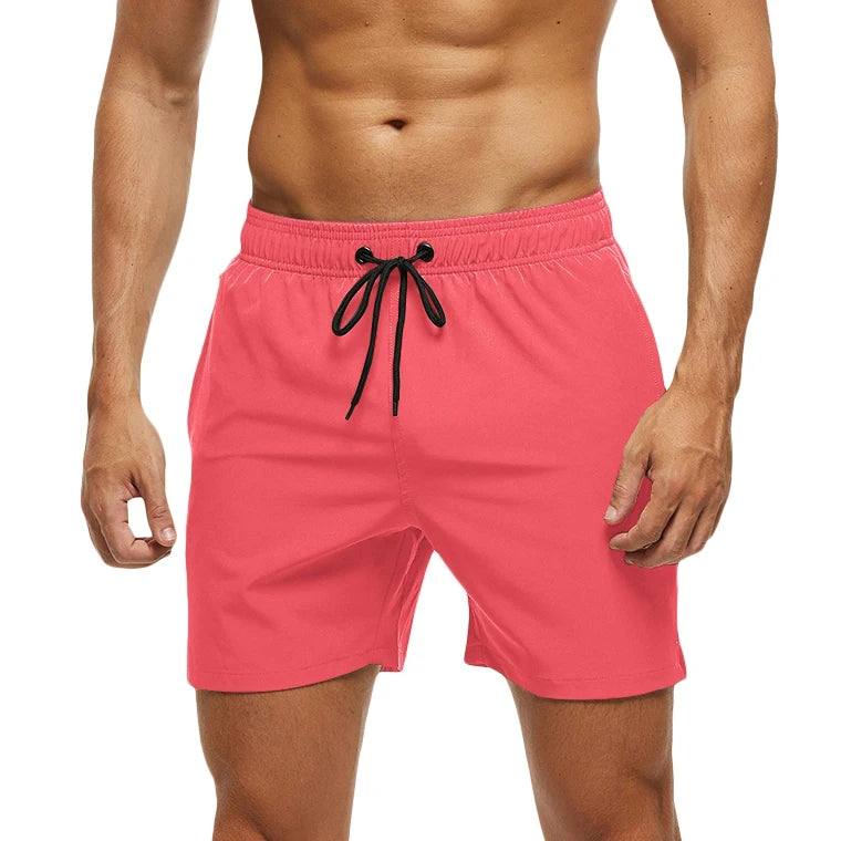 Escatch men’s quick dry swim trunks with zipper pockets and mesh lining in stylish beachwear design  orange