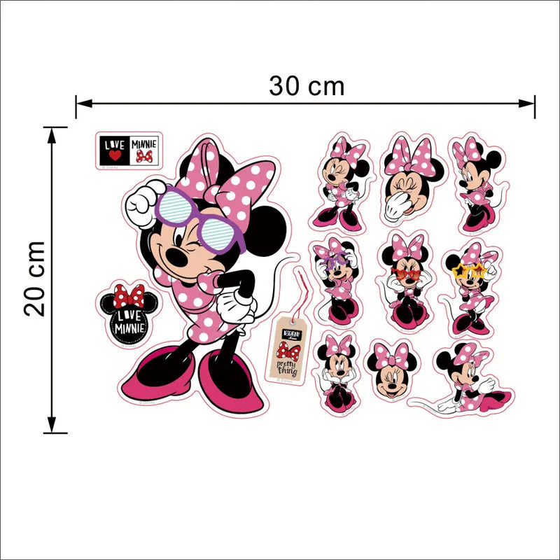 Mickey and Minnie Mouse decals. - Minnie pink and glasses 