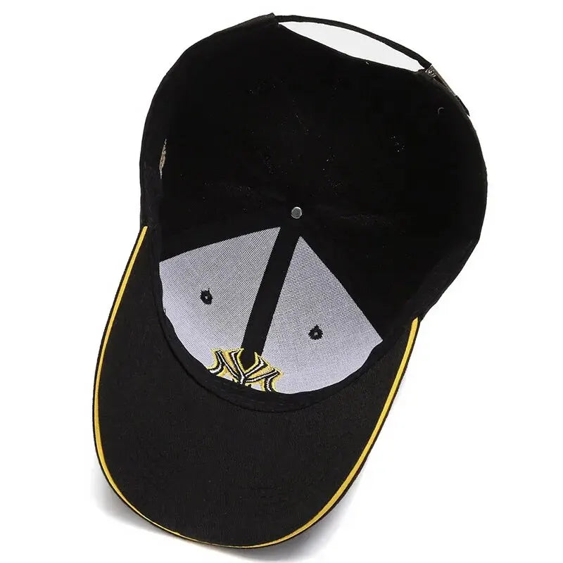 Unisex embroidered letter baseball cap with adjustable strap and sunshade design in Korean fashion style  - inside