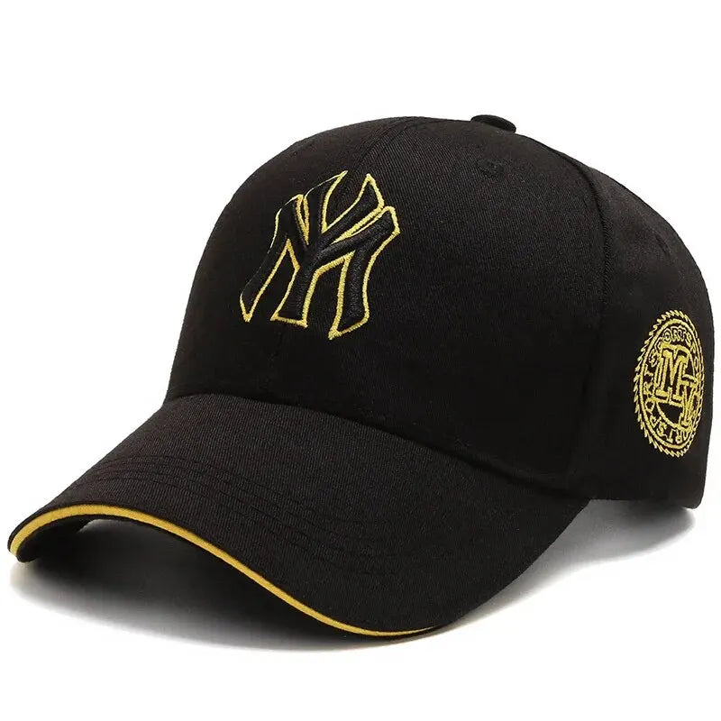Unisex embroidered letter baseball cap with adjustable strap and sunshade design in Korean fashion style  - front