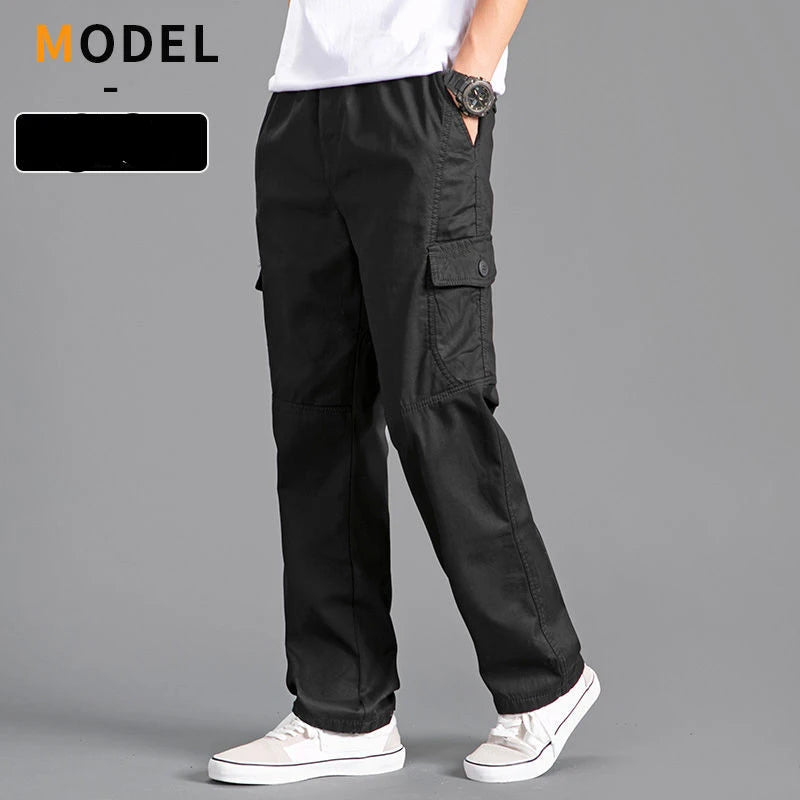 Men’s large size cotton cargo pants with elastic waist and jogger fit 0003