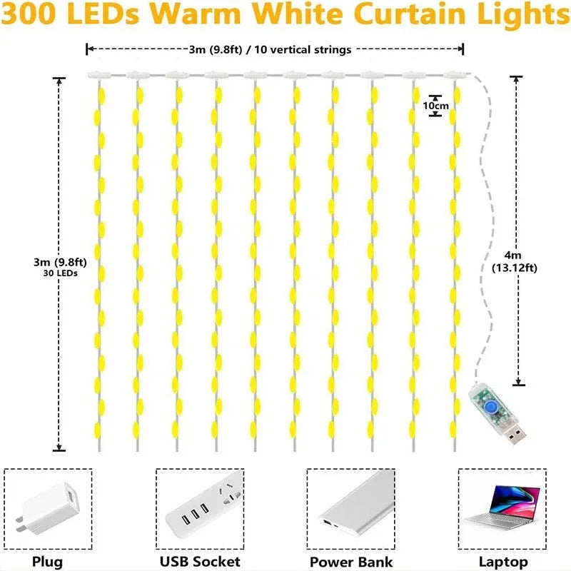 Close-up of LED fairy lights showing USB plug and wire design- 07