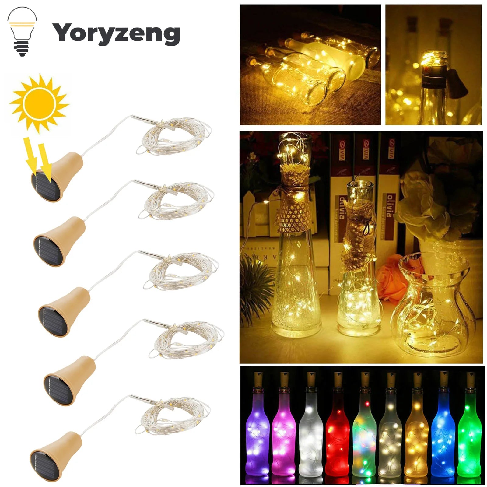 LEDs Wine Bottle String Light Copper Wire Cork Shape - 1