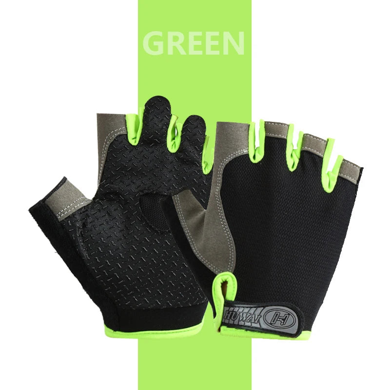 Men Women  Gym  Bicycle Gloves Half Finger  - green
