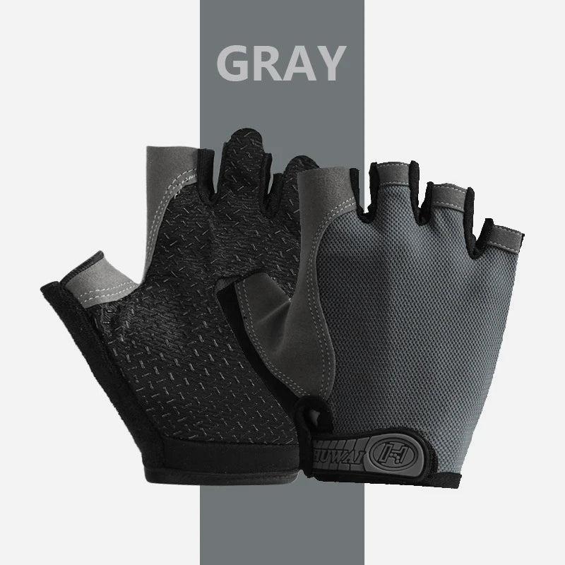 Men Women  Gym  Bicycle Gloves Half Finger  - gray