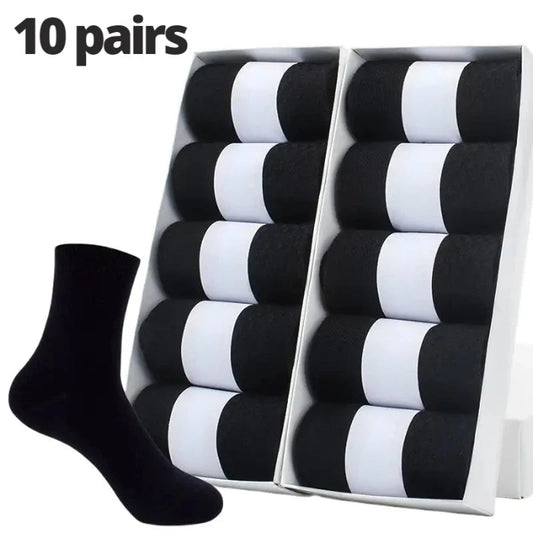 10 pairs of breathable black cotton business socks for men, size 38 to 45-1