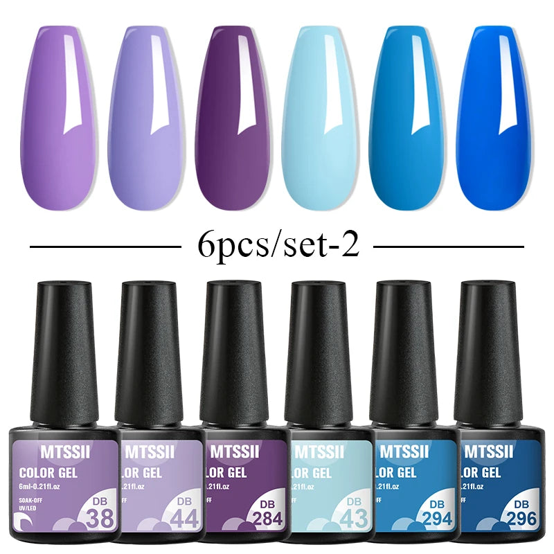 Mtssii 6PCS red gel nail polish set with glitter and matte finishes, includes base and top coat, soak-off UV LED nail varnish for art and design.  - DB38