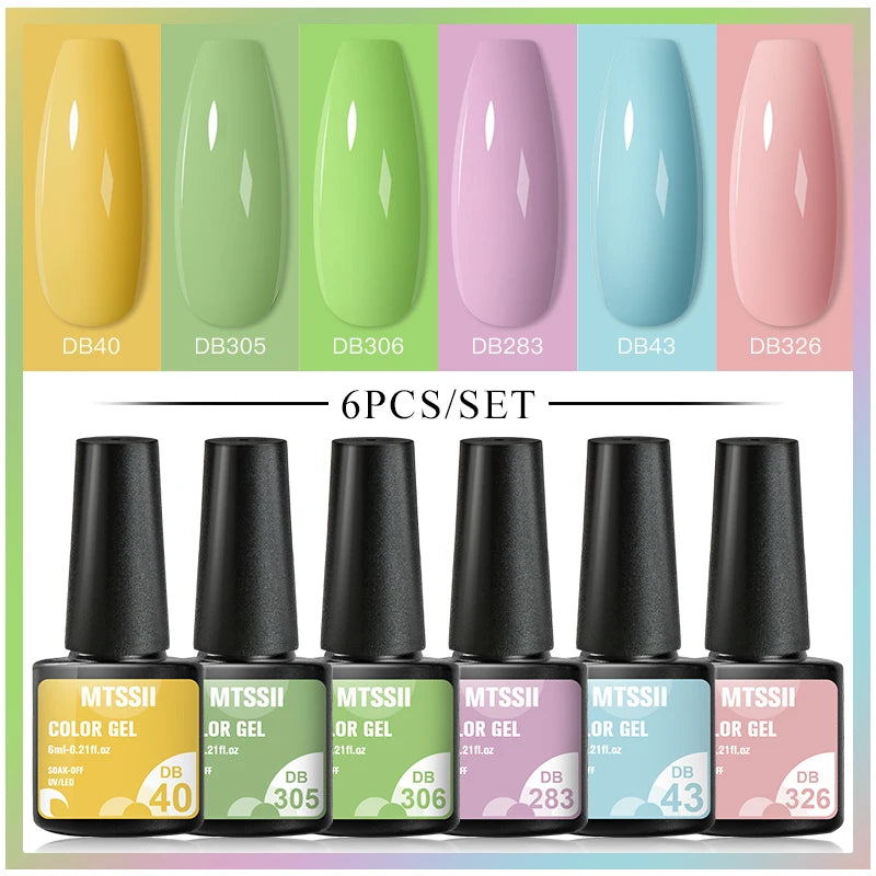 Mtssii 6PCS red gel nail polish set with glitter and matte finishes, includes base and top coat, soak-off UV LED nail varnish for art and design. - DB40