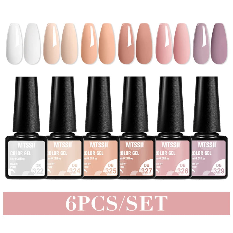 Mtssii 6PCS red gel nail polish set with glitter and matte finishes, includes base and top coat, soak-off UV LED nail varnish for art and design. - DB322