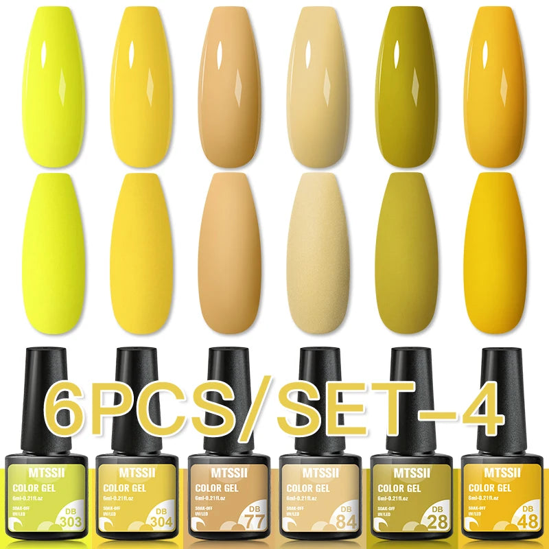 Mtssii 6PCS red gel nail polish set with glitter and matte finishes, includes base and top coat, soak-off UV LED nail varnish for art and design. - DB303