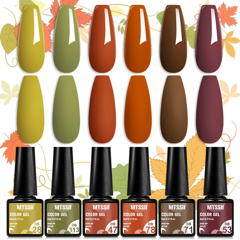 Mtssii 6PCS red gel nail polish set with glitter and matte finishes, includes base and top coat, soak-off UV LED nail varnish for art and design. - BD28