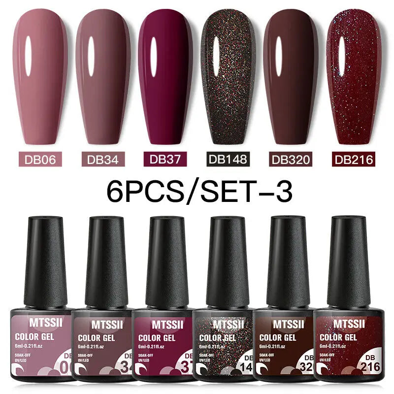 Nail Polish Set Glitter Sequins Semi Permanent  - 58