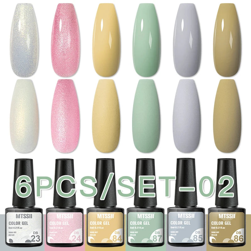 Nail Polish Set Glitter Sequins Semi Permanent  - 68