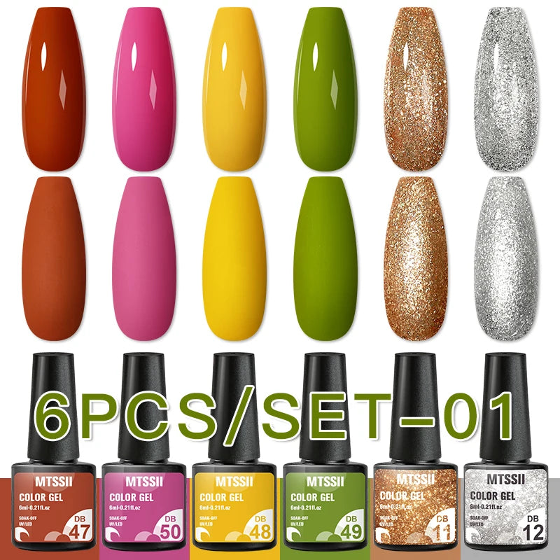 Nail Polish Set Glitter Sequins Semi Permanent  - 70
