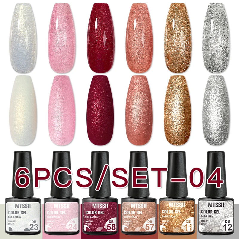 Nail Polish Set Glitter Sequins Semi Permanent  - 71