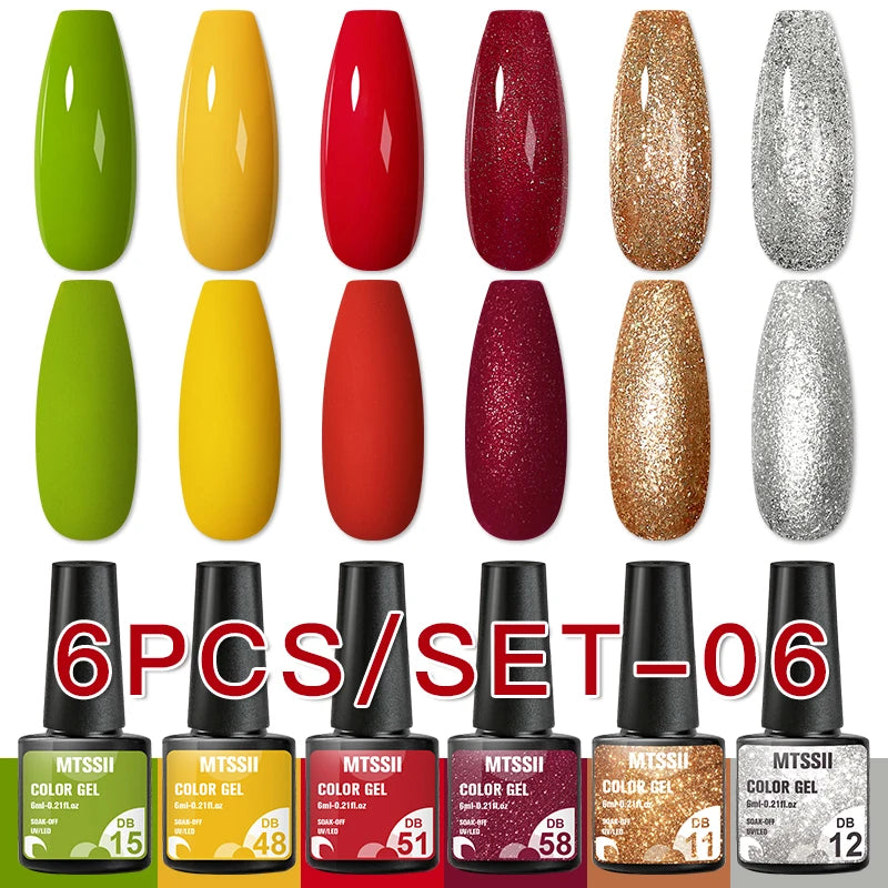 Nail Polish Set Glitter Sequins Semi Permanent  - 73