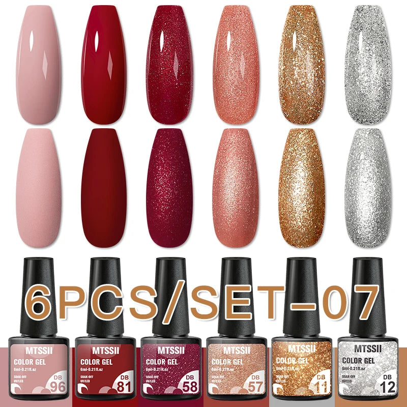 Nail Polish Set Glitter Sequins Semi Permanent  - 76