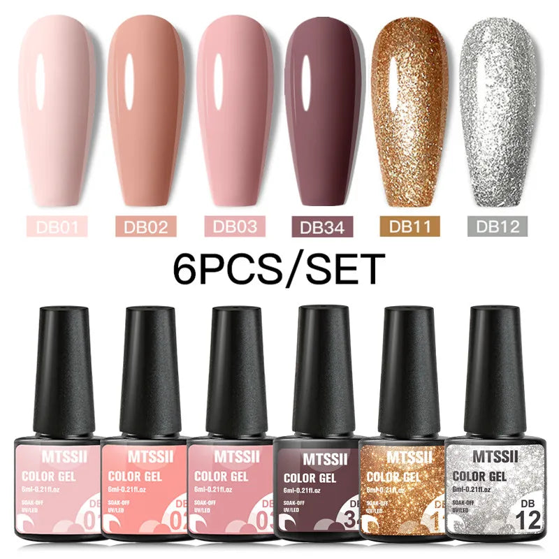Nail Polish Set Glitter Sequins Semi Permanent  - 81