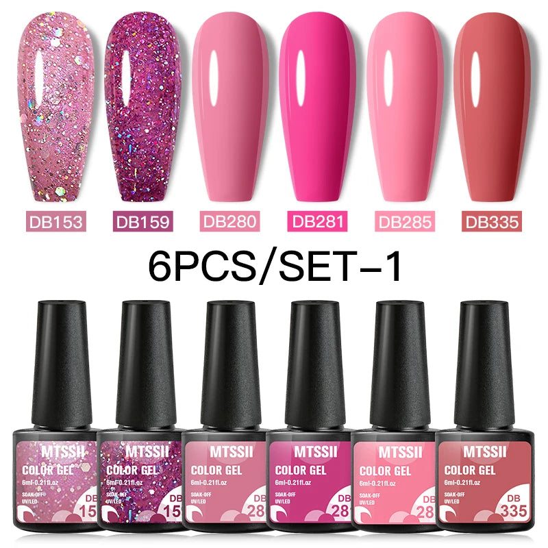 Nail Polish Set Glitter Sequins Semi Permanent  - 86