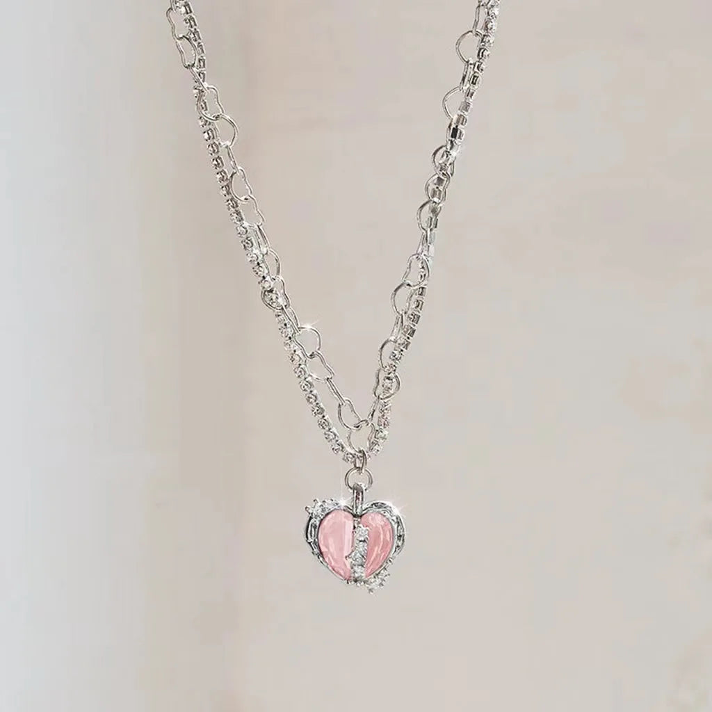Silver CZ zirconia cross pendant necklace for women with chain choker trendy jewelry accessory- 7