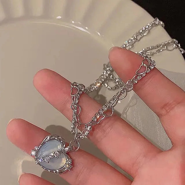 Silver CZ zirconia cross pendant necklace for women with chain choker trendy jewelry accessory- 8