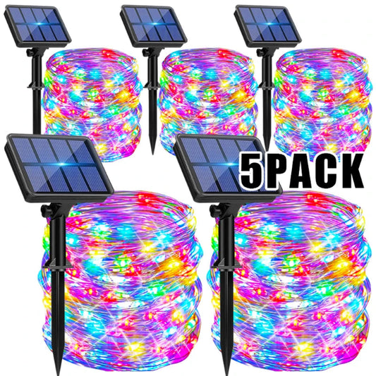 Outdoor waterproof LED solar fairy lights garland with 8 modes for Christmas decoration on patio, balcony, and yard- 1-