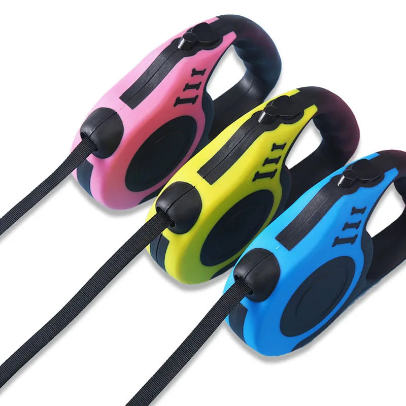 Retractable Flexible Leash for Dog or Cat - 04 pink blue green