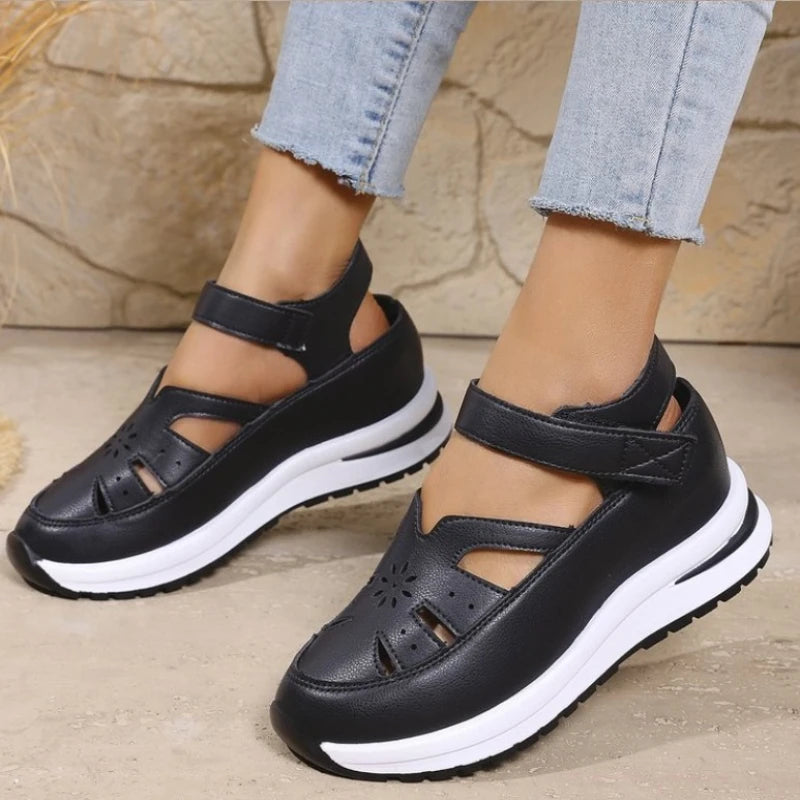 Women's Shoes 2025 Hot Sale Closed Toe Women's Sandals Casual Rome Sandals Women Hollow Platform Wedges Plus Size Shoes Female