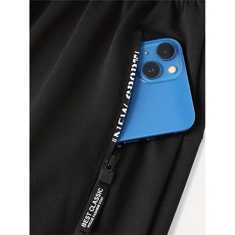 Blue phone case with a black strap labeled 'Best Classic' on a black background