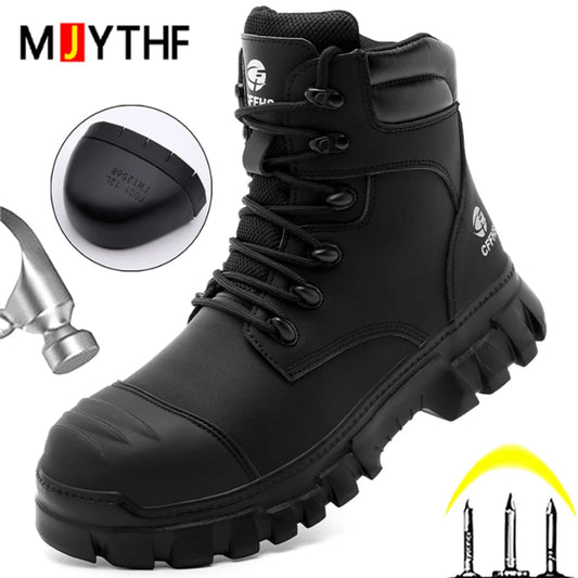 Black high-top boot with detailed features on a white background