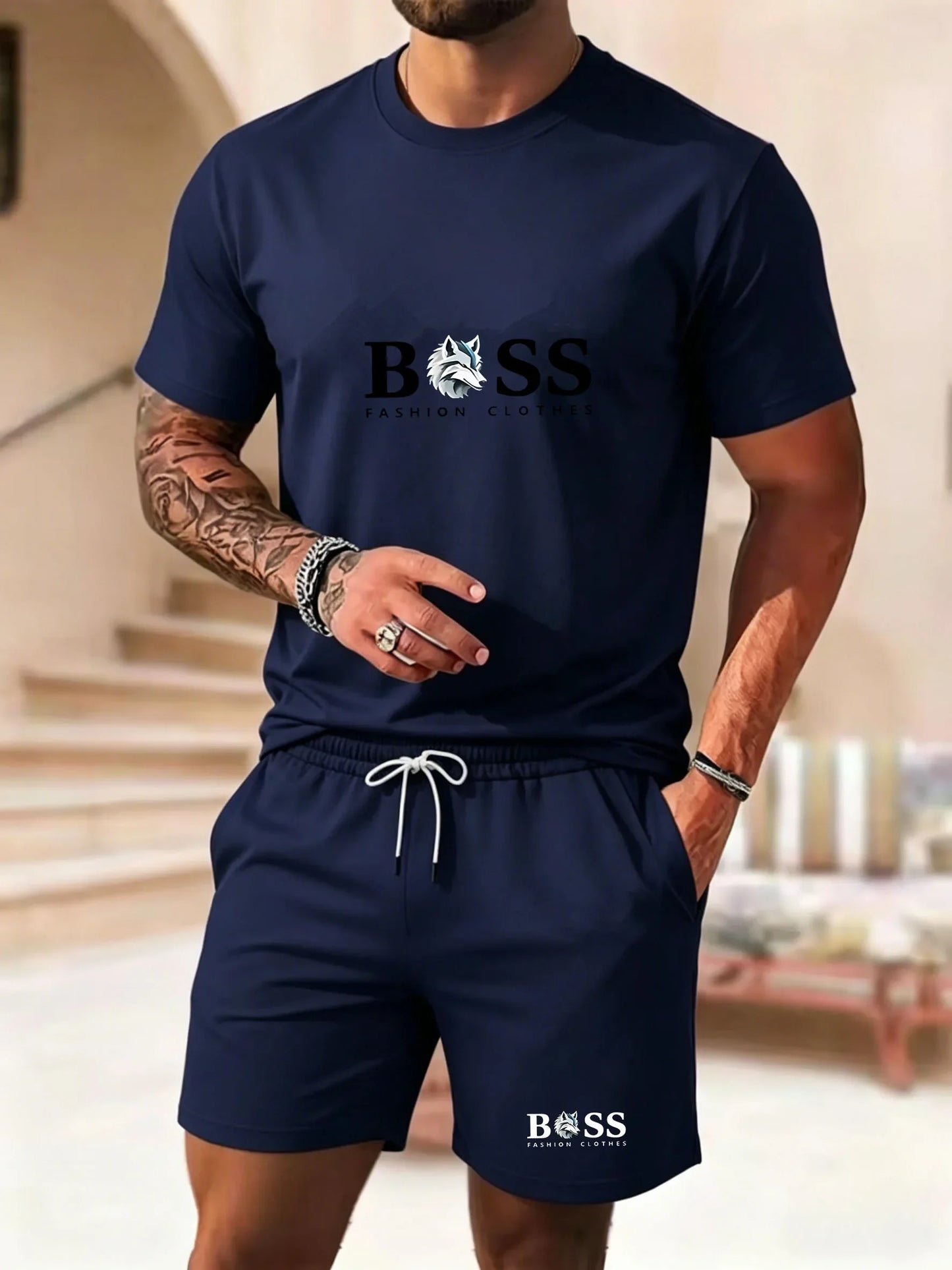 Men's two-piece sportswear short sleeved T-shirt and pants set running fitness sportswear 2026 summer promotion