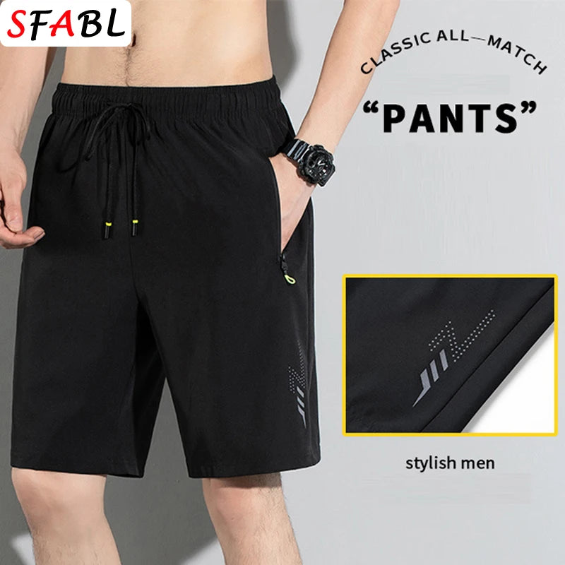 Black shorts with drawstring on a gray background, featuring the brand 'SFABL'.