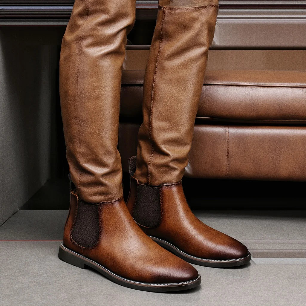Men’s Retro Leather Ankle Boots – Comfortable 2026 Fashion Boots
