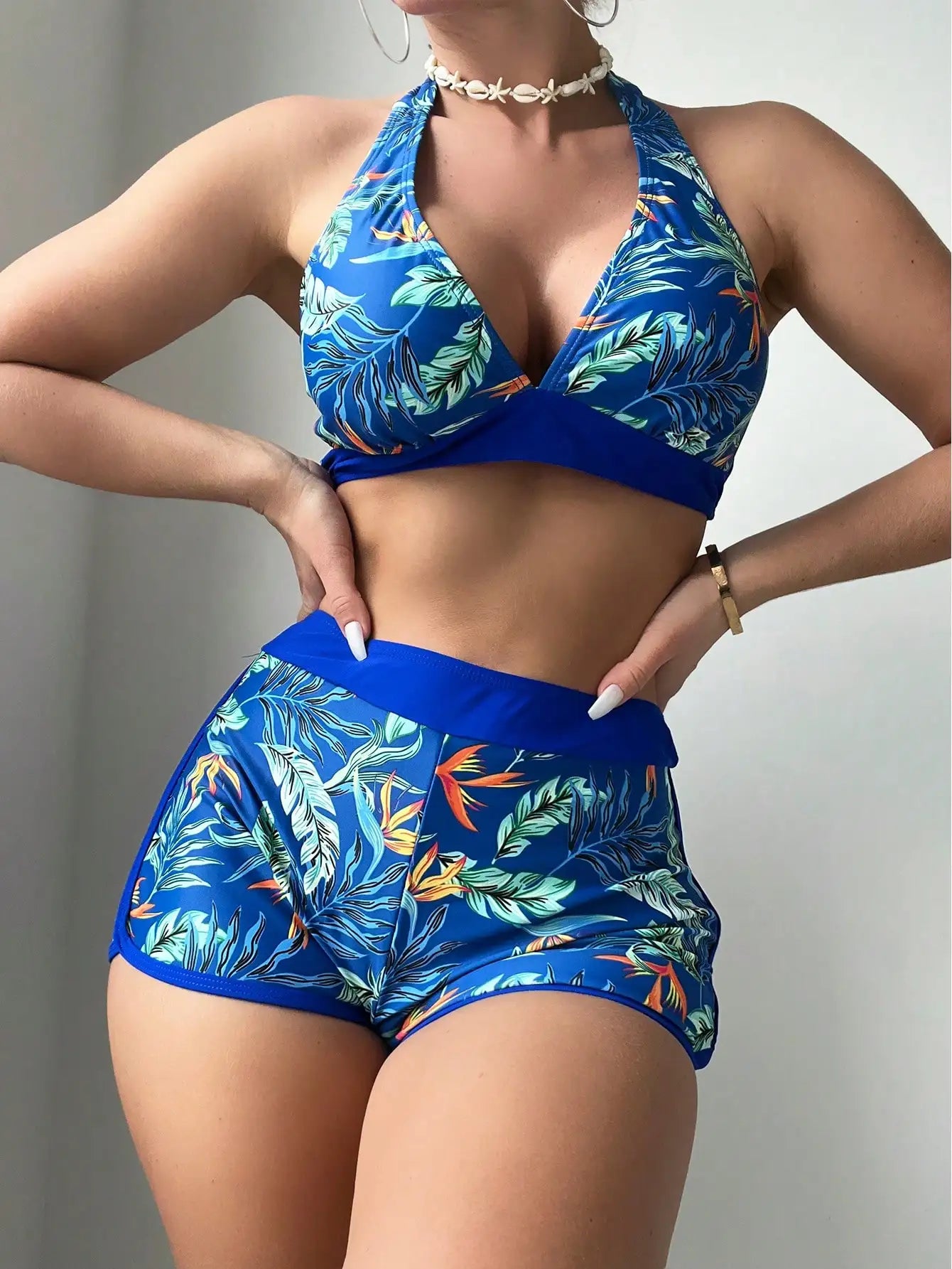 Women’s Halter Bikini Set | High Waist Printed Swimwear