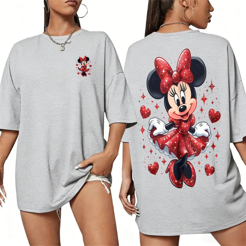 Women’s 100% cotton Mickey Mouse printed T‑shirt in summer casual style L grey 