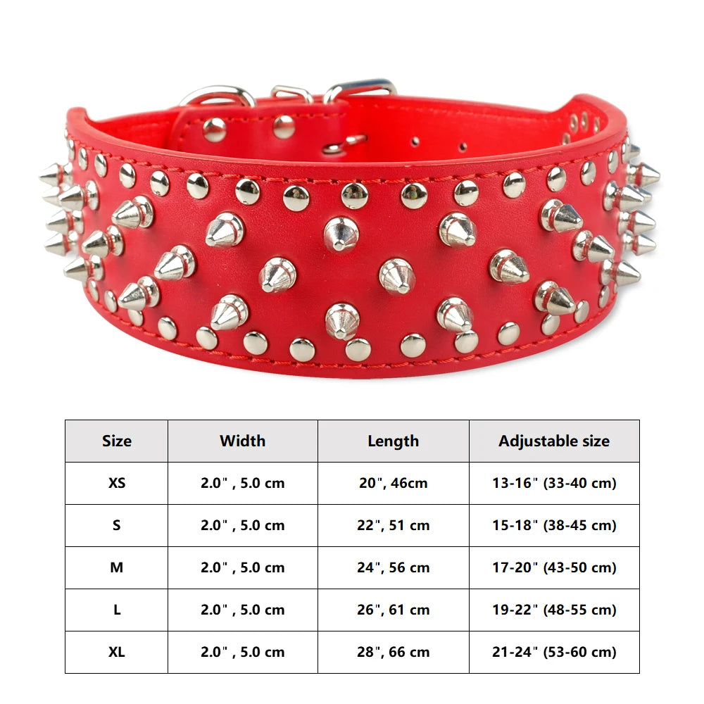 Spiked Studded Leather Dog Collar - 10.measurements 