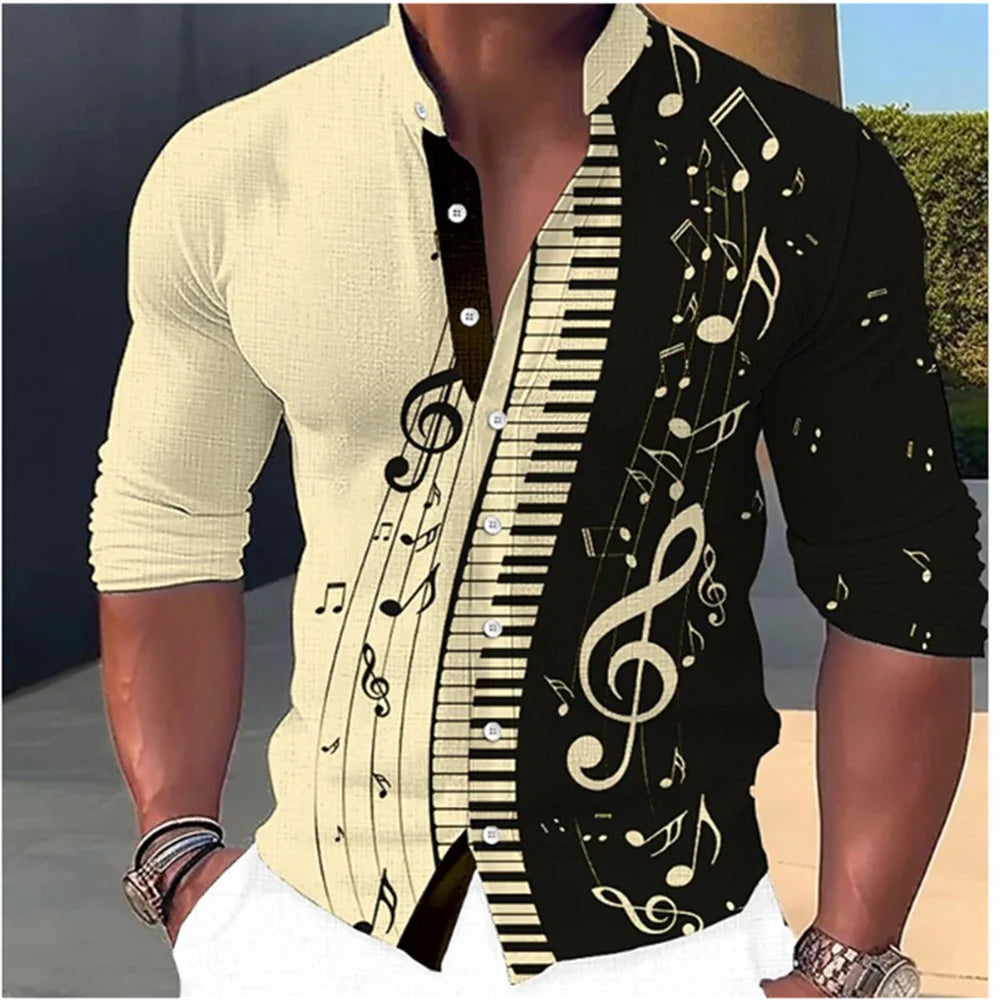 Men’s Standing‑Neck Long Sleeve Shirt – Soft Casual Fashion Top
