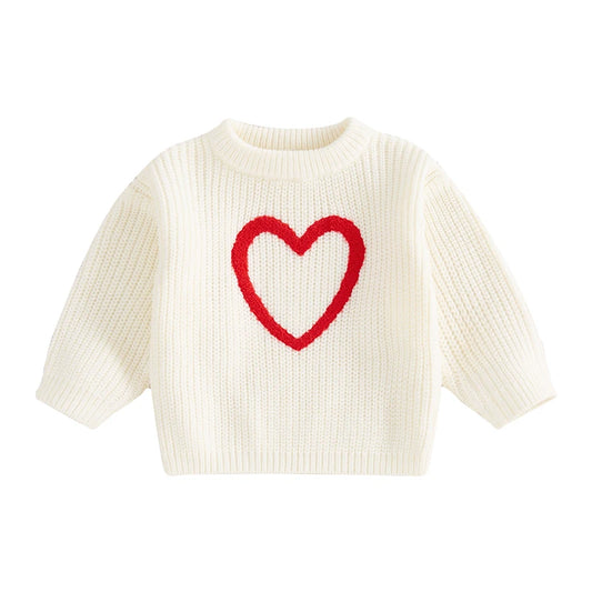 Spring Valentine’s Day toddler girls love heart pattern sweater, cute long sleeve pullover clothes