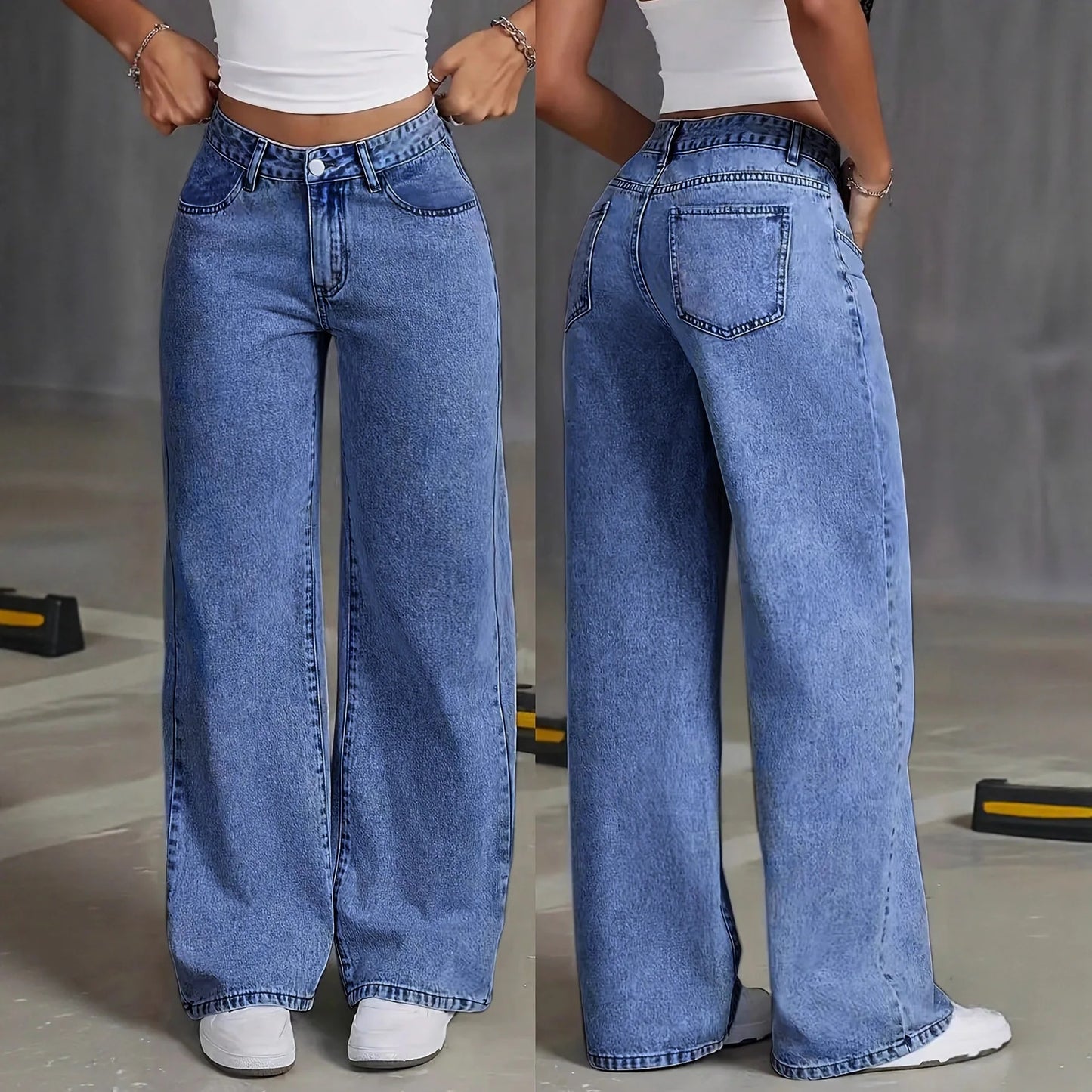 Women’s Plus Size Wide Leg Jeans | High Waist Denim Pants